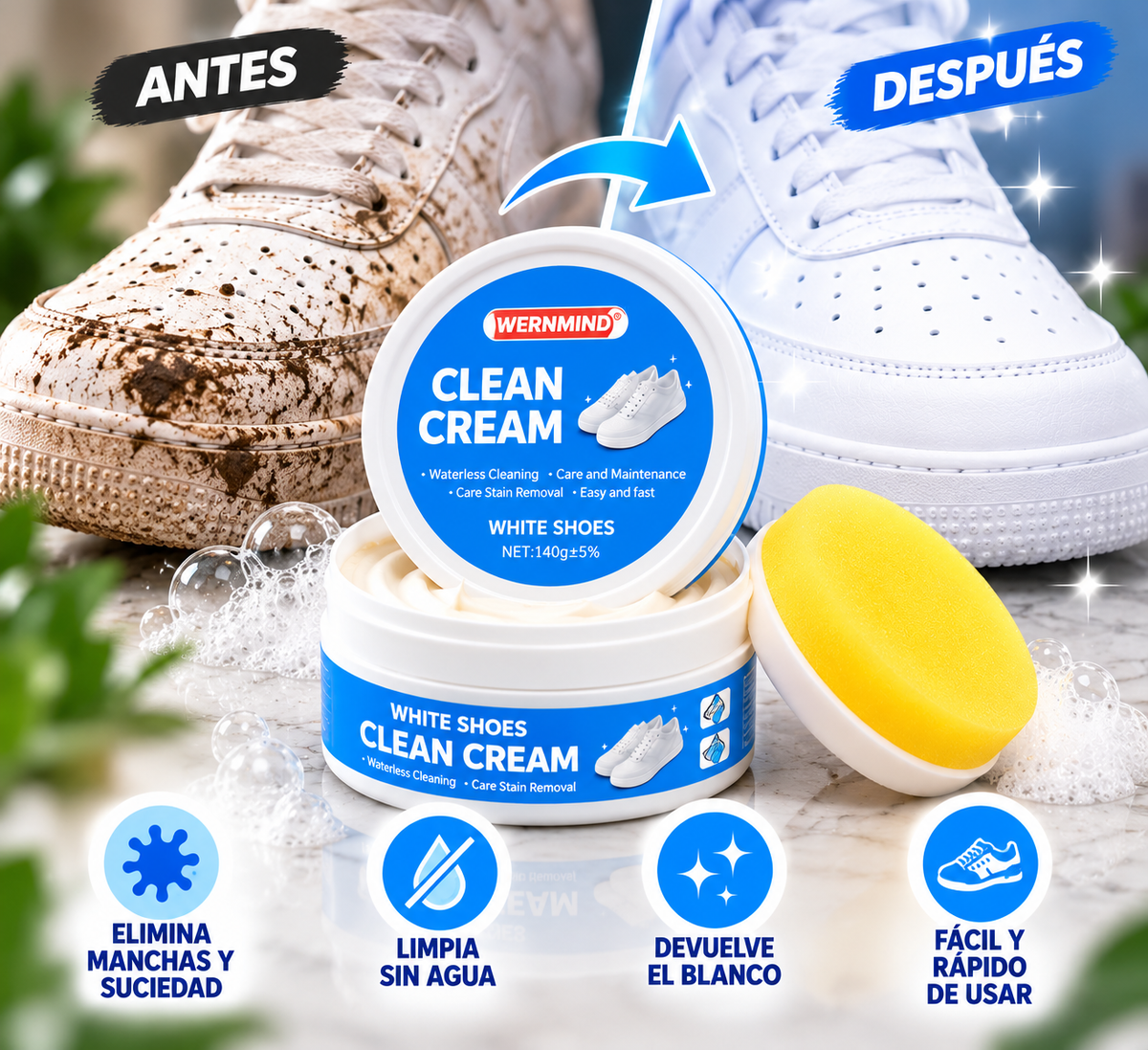 Clean Cream – ¡Devuélvele el Blanco a tus Zapatos! | Limpieza Fácil y Sin Agua