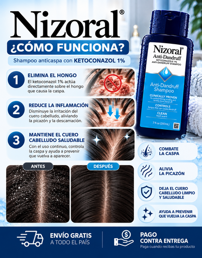Nizoral Shampoo Anticaspa – ¡Combate la caspa y alivia la picazón desde el primer uso!