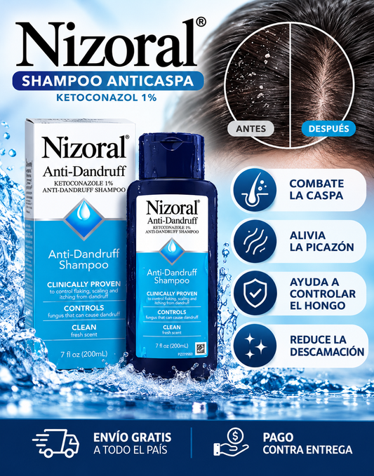Nizoral Shampoo Anticaspa – ¡Combate la caspa y alivia la picazón desde el primer uso!