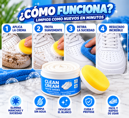 Clean Cream – ¡Devuélvele el Blanco a tus Zapatos! | Limpieza Fácil y Sin Agua