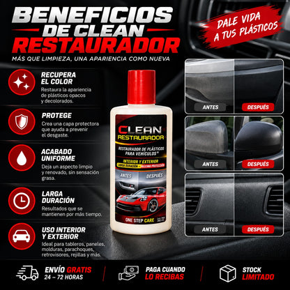 Clean Restaurador Black Shine – Renovador de Interiores con Brillo Negro Profundo