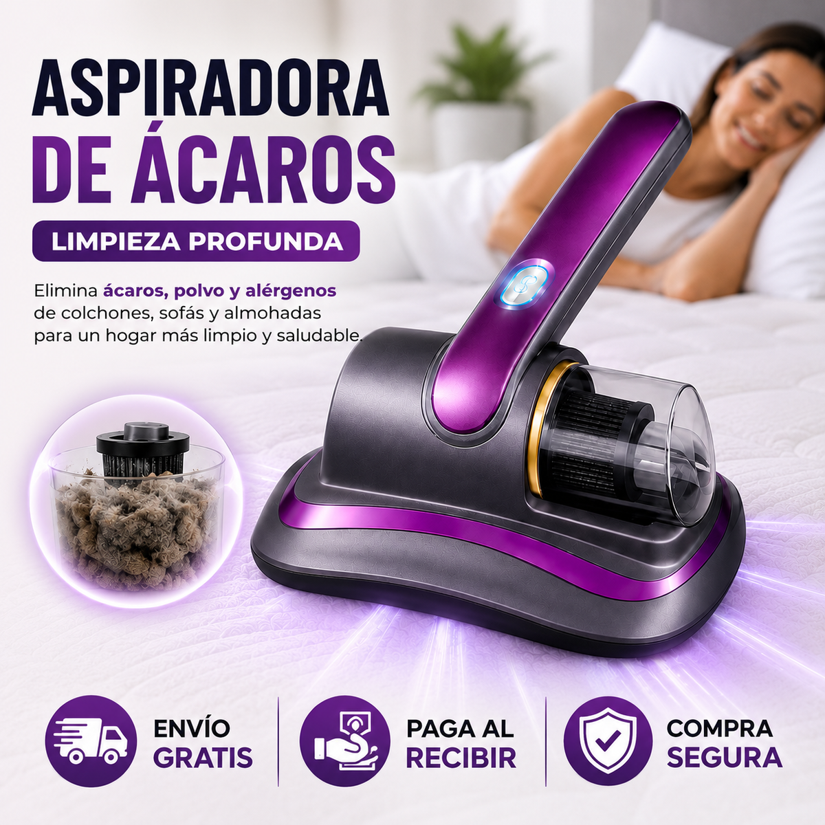 Aspiradora de acaros para Colchones y Sofás – Limpieza Profunda