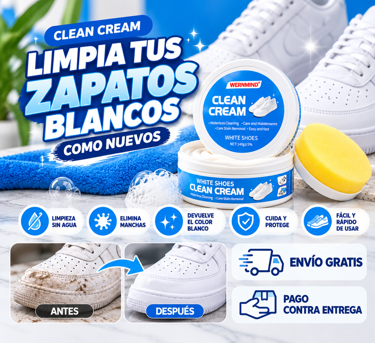 Clean Cream – ¡Devuélvele el Blanco a tus Zapatos! | Limpieza Fácil y Sin Agua